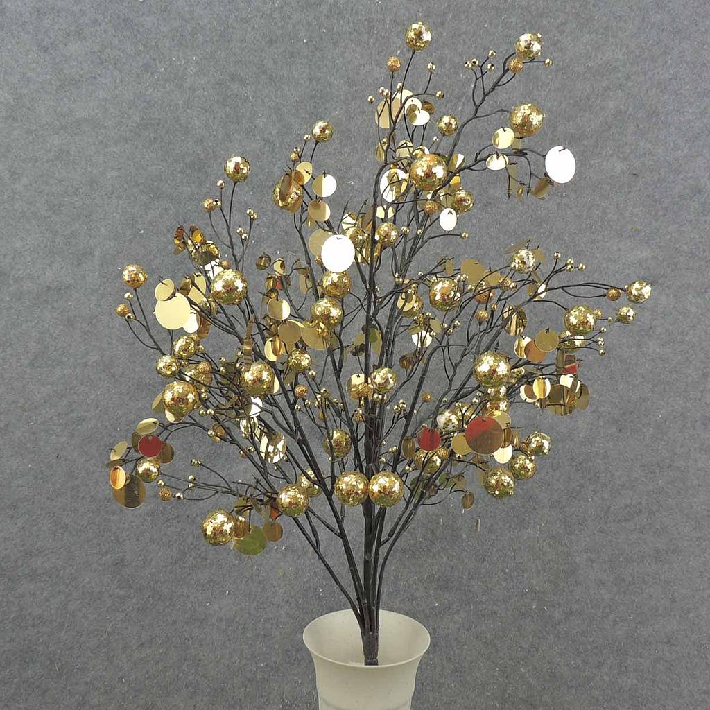 24" BALL GLITTER/SEQUIN BUSH X11  GOLD