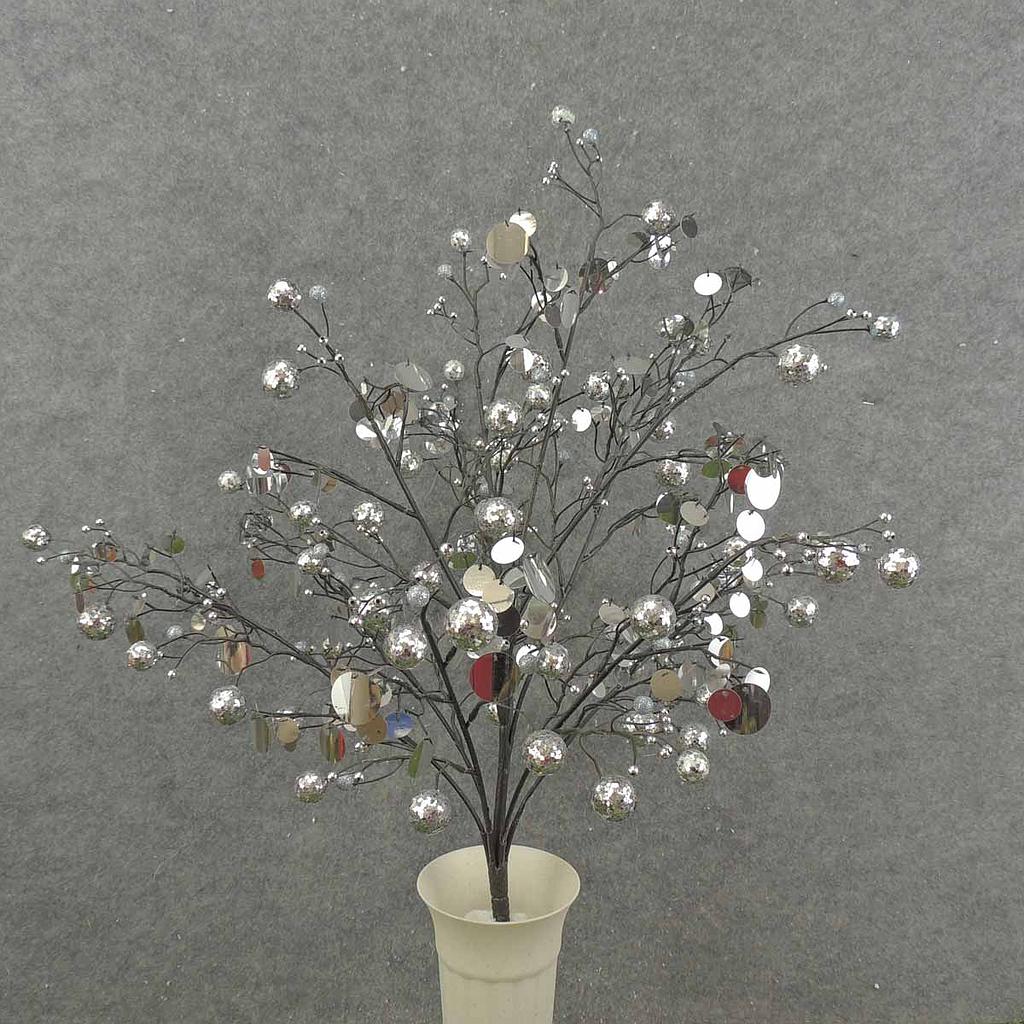 24" BALL GLITTER/SEQUIN BUSH X11  SILVER