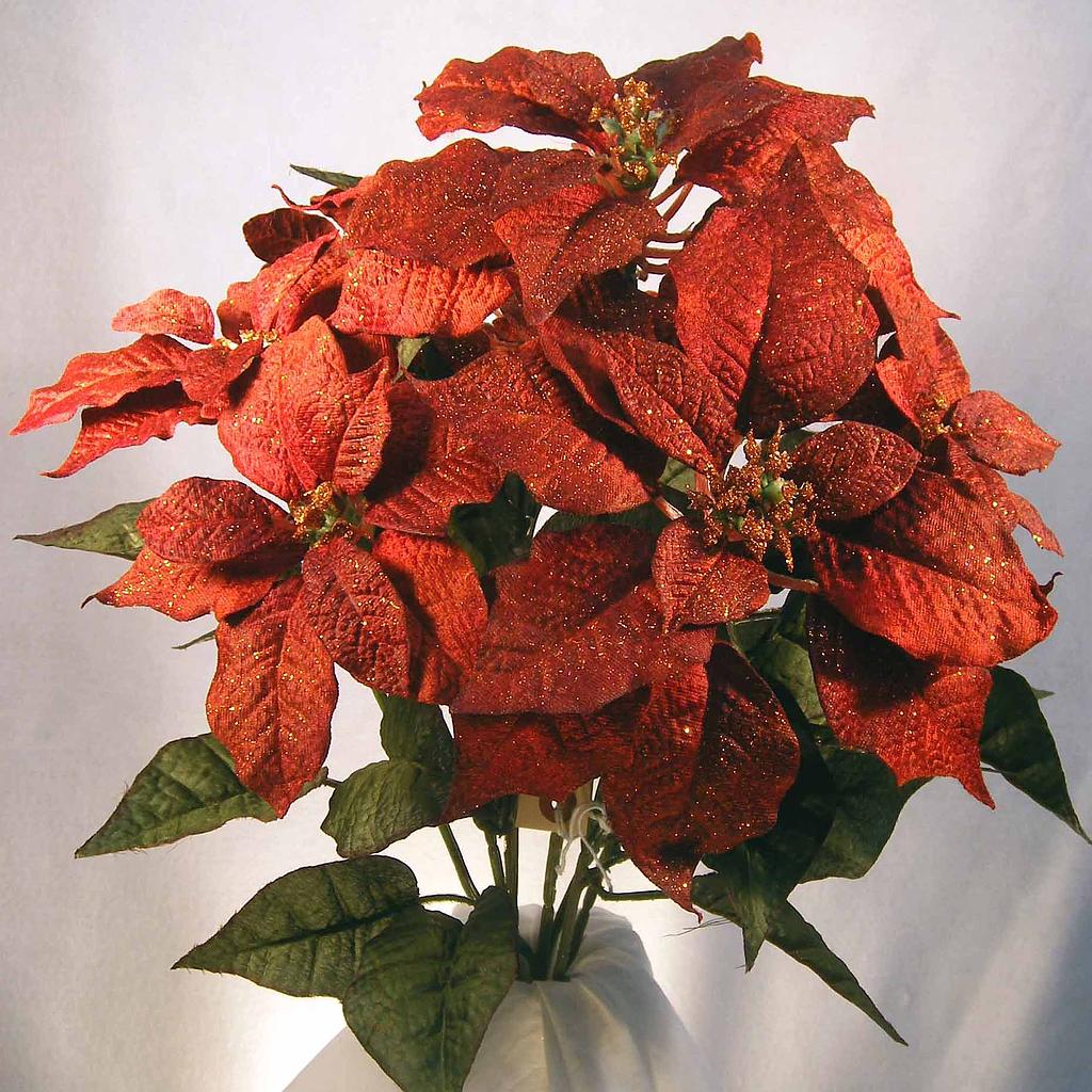[X691018-RUS] 20" POINSETTIA BUSH X7 RUST