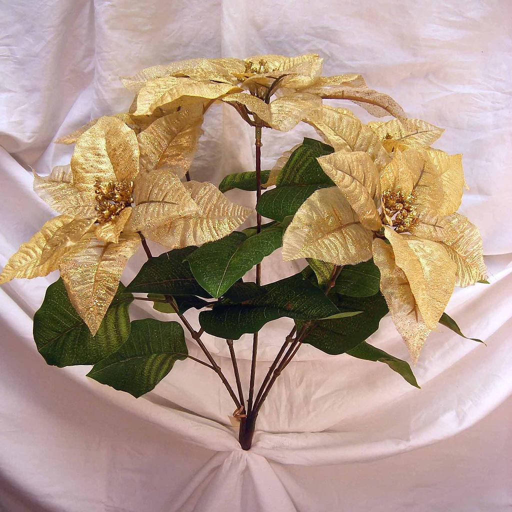 POINSETTIA 24" BUSH X5 w/MICA  GOLD