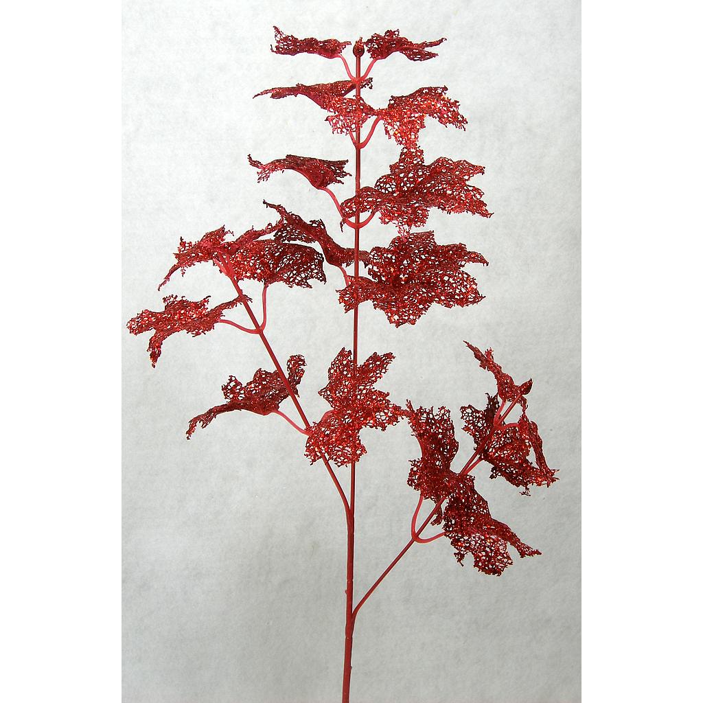 [X13488-RED] MAPLE SPRAY X3 GLITTER   RED