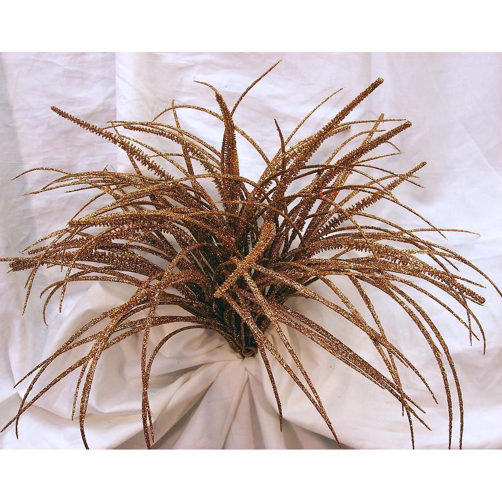 GLITTERED GRASS BUSH X 14  COPPER