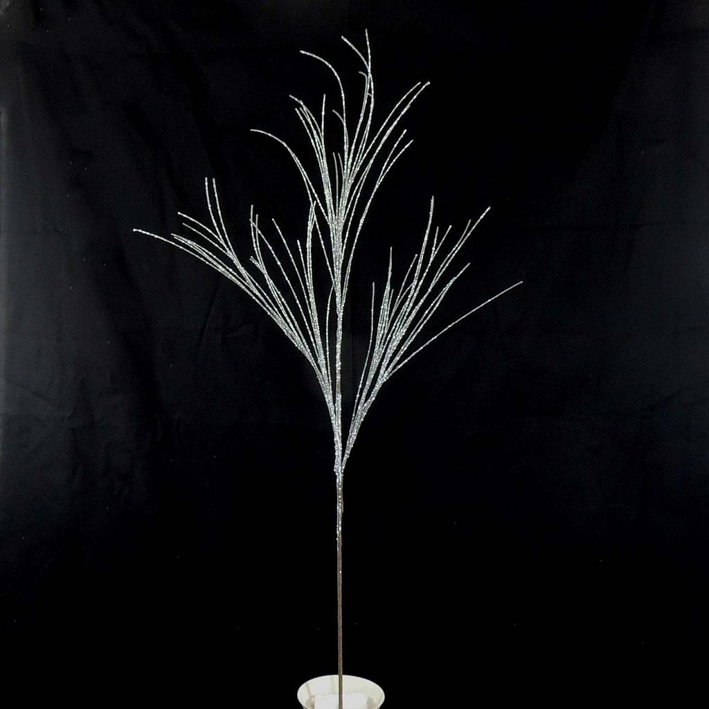 33" GLITTER LONG GRASS SPRAY SILVER(6/BAG)