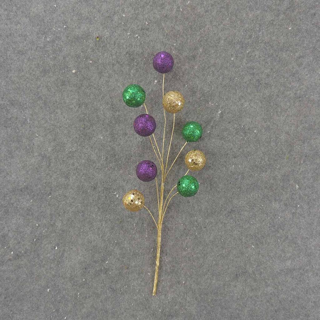 11" GLITTER BALL PIC x9 MARDI GRAS
