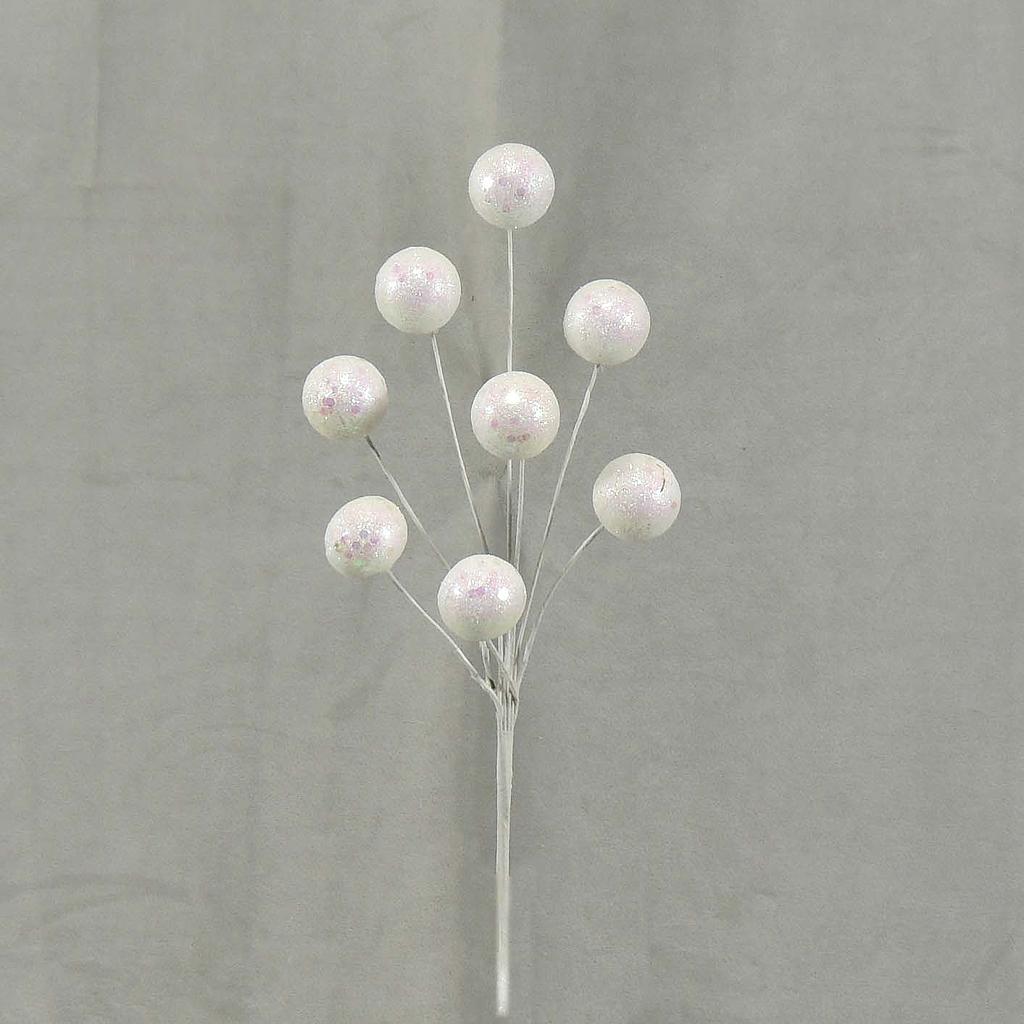 11" GLITTER BALL PIC x8 WHITE