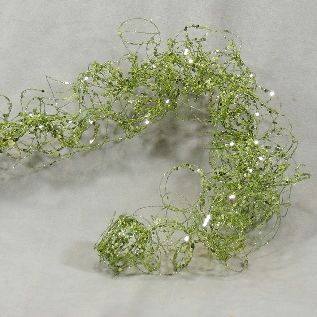 36" GLITTER MOSS WIRE GARLAND  LIGHT GREEN