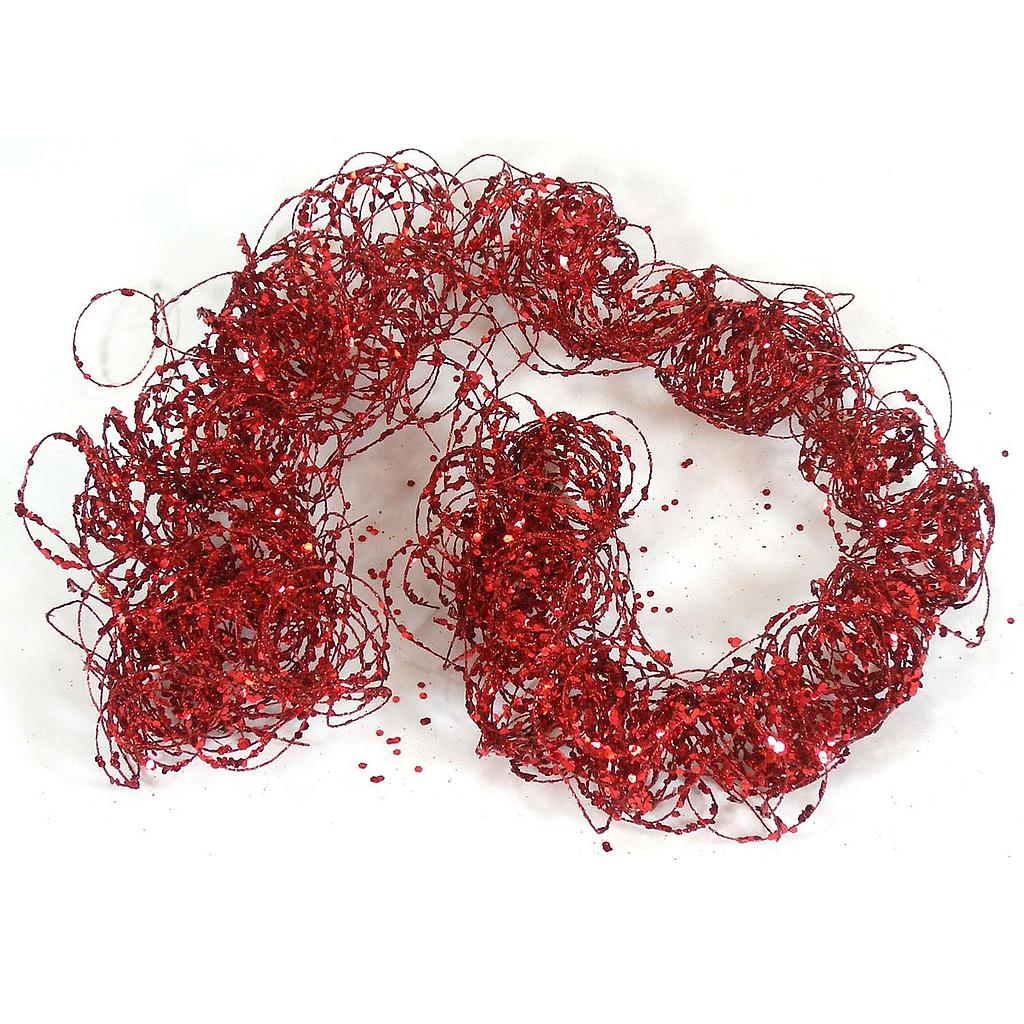 [X81827-RED] 36" GLITTER MOSS WIRE GARLAND  RED