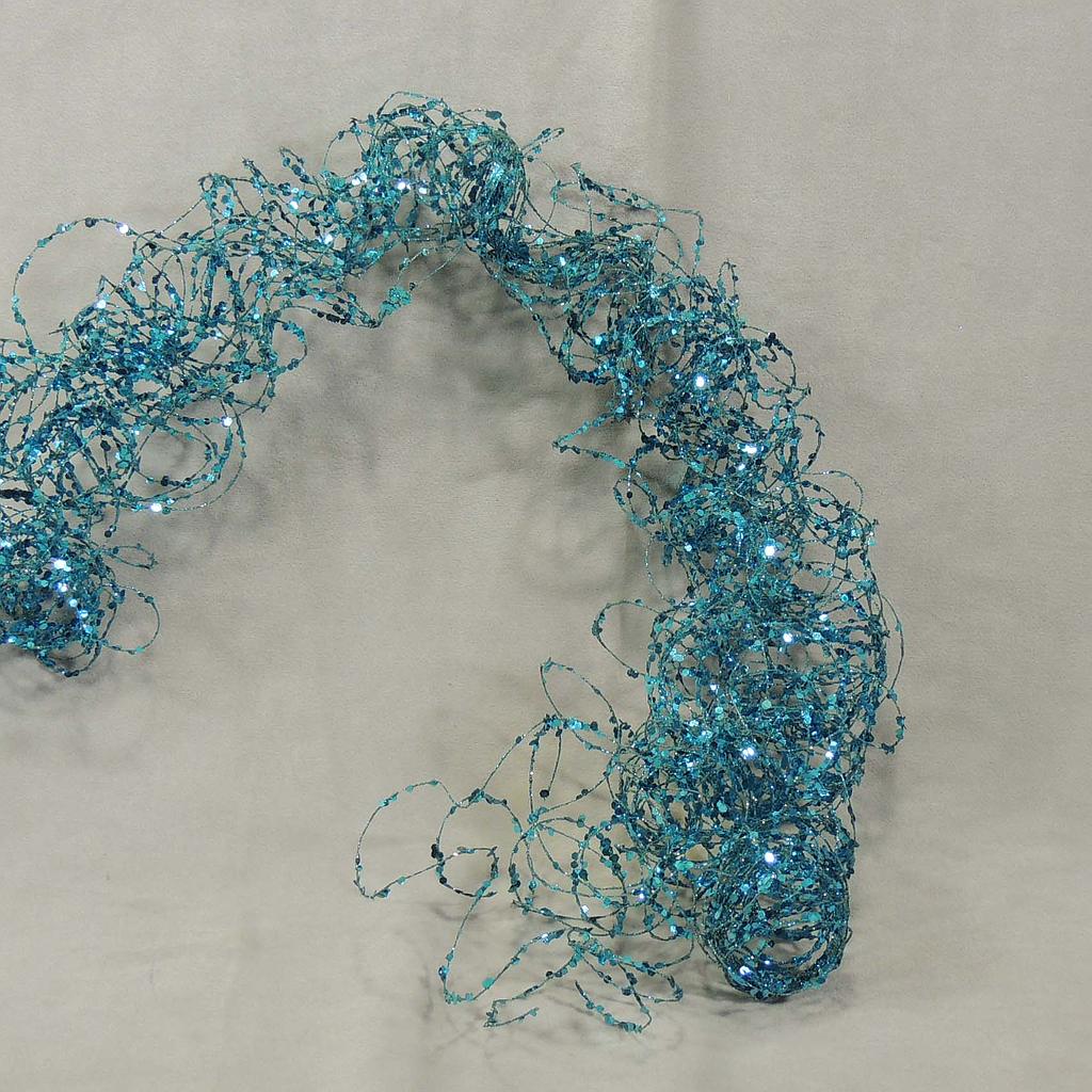 [X81827-TUR] 36" GLITTER MOSS WIRE GARLAND  TURQUOISE