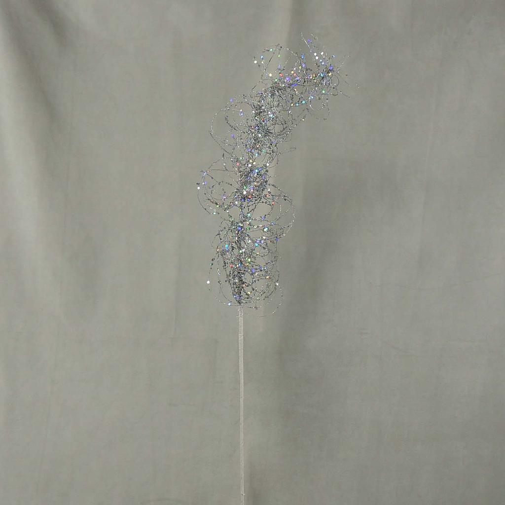 33" GLITTER MOSS GRASS SPRAY  SILVER