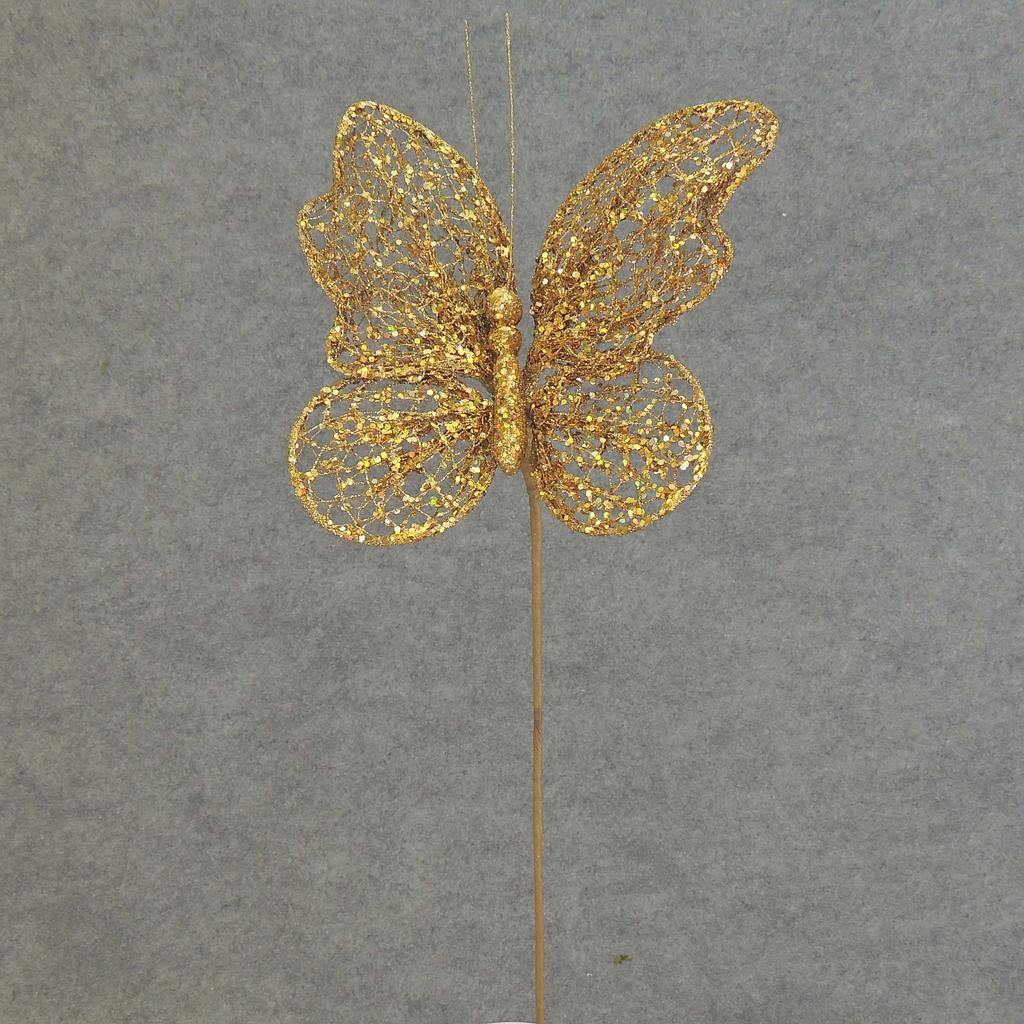 12" GOLD NETTING BUTTERFLY W/19" PICK