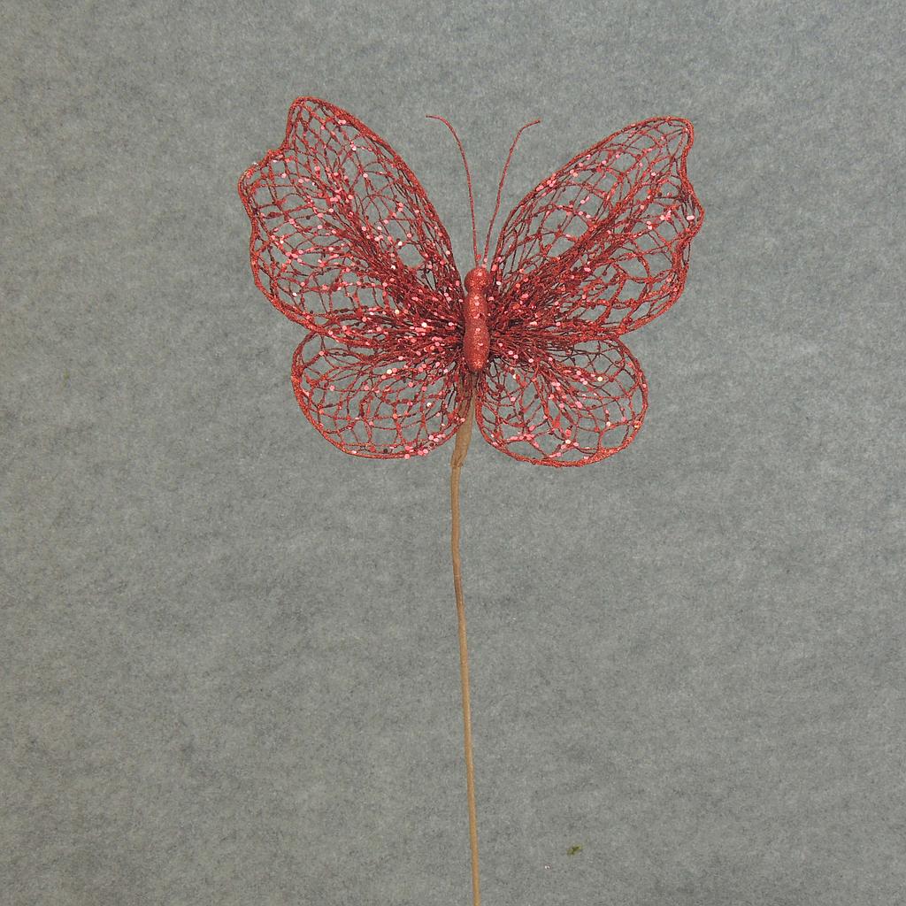 12&quot; RED NETTING BUTTERFLY W/19&quot; PICK