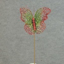 12&quot; RED/GREEN NETTING BUTTERFLY W/19&quot; PICK
