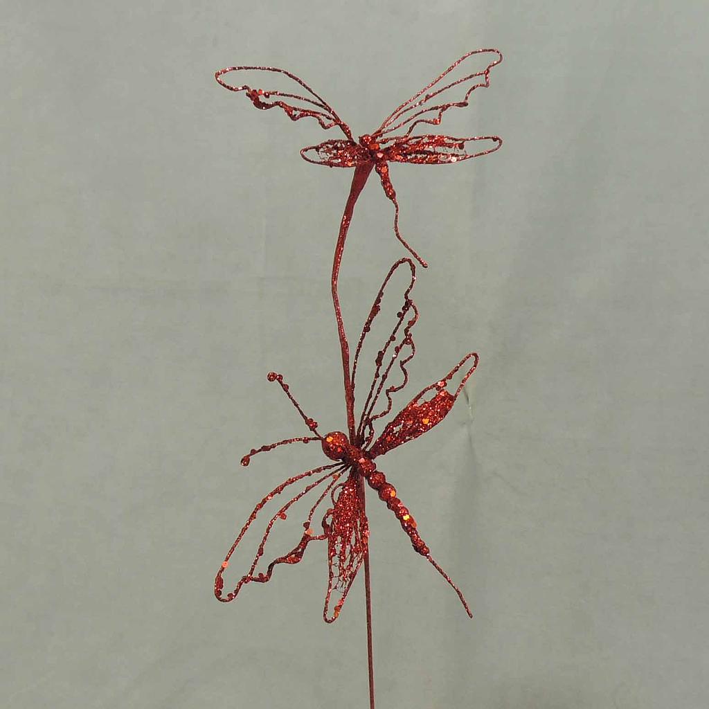 18&quot; GLITTER DRAGONFLY SPRAY X2  RED