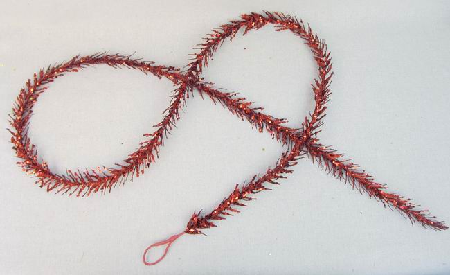 6' GARLAND GLITTER FEATH. GRASS RED