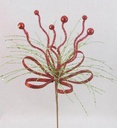 19" GLITER LOOP GRASS SPRAY W/BALLS RED/GREEN