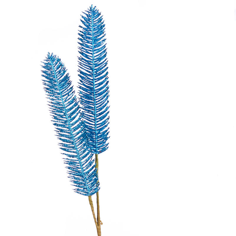 [XA12-BLU] 36" GLITTER FERN SPRAY X2 BLUE