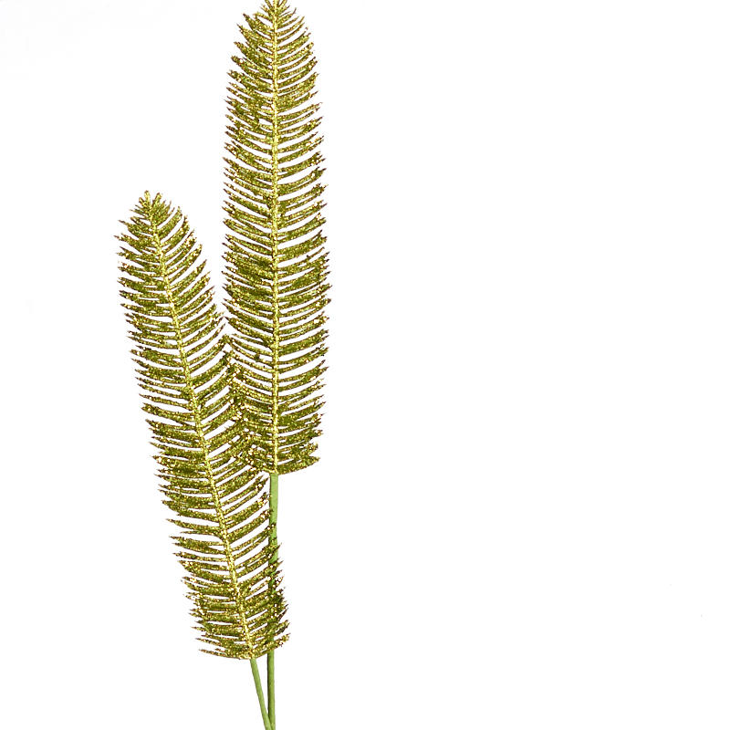 [XA12-LGN] 36" GLITTER FERN SPRAY X2 LIGHT GREEN