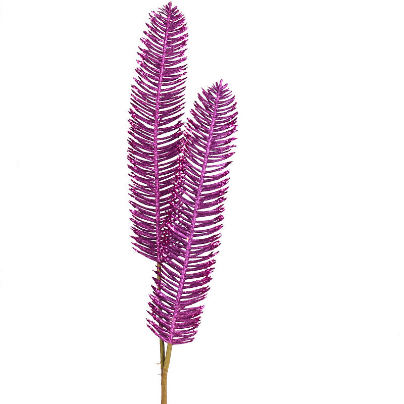 [XA12-PUR] 36" GLITTER FERN SPRAY X2 PURPLE