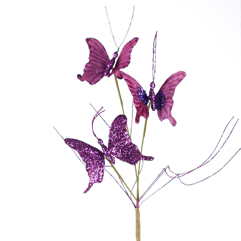 BUTTERFLY TWIG SPRAY 23" PURPLE