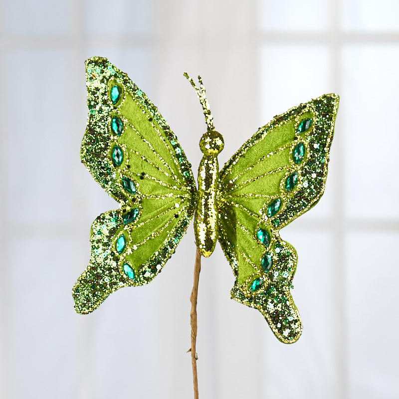 [XA30-TTG] 11" BUTTERFLY BEADED PICK TWO-TONED GREEN
