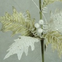 HOLLY LEAF VELVET W/GLITTER 29"  DARK MINT