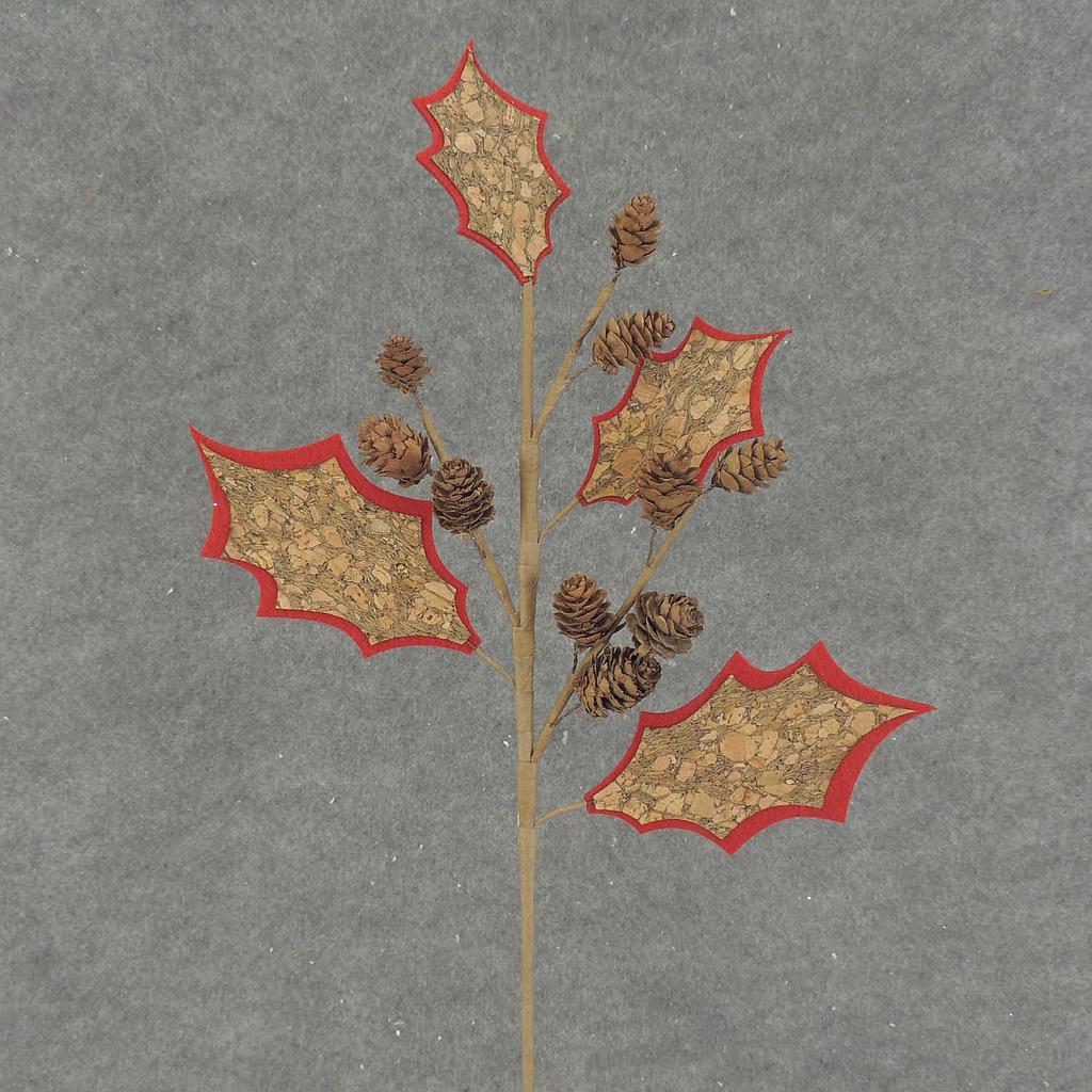 HOLLY LVS SPRAY CORK 20" RED