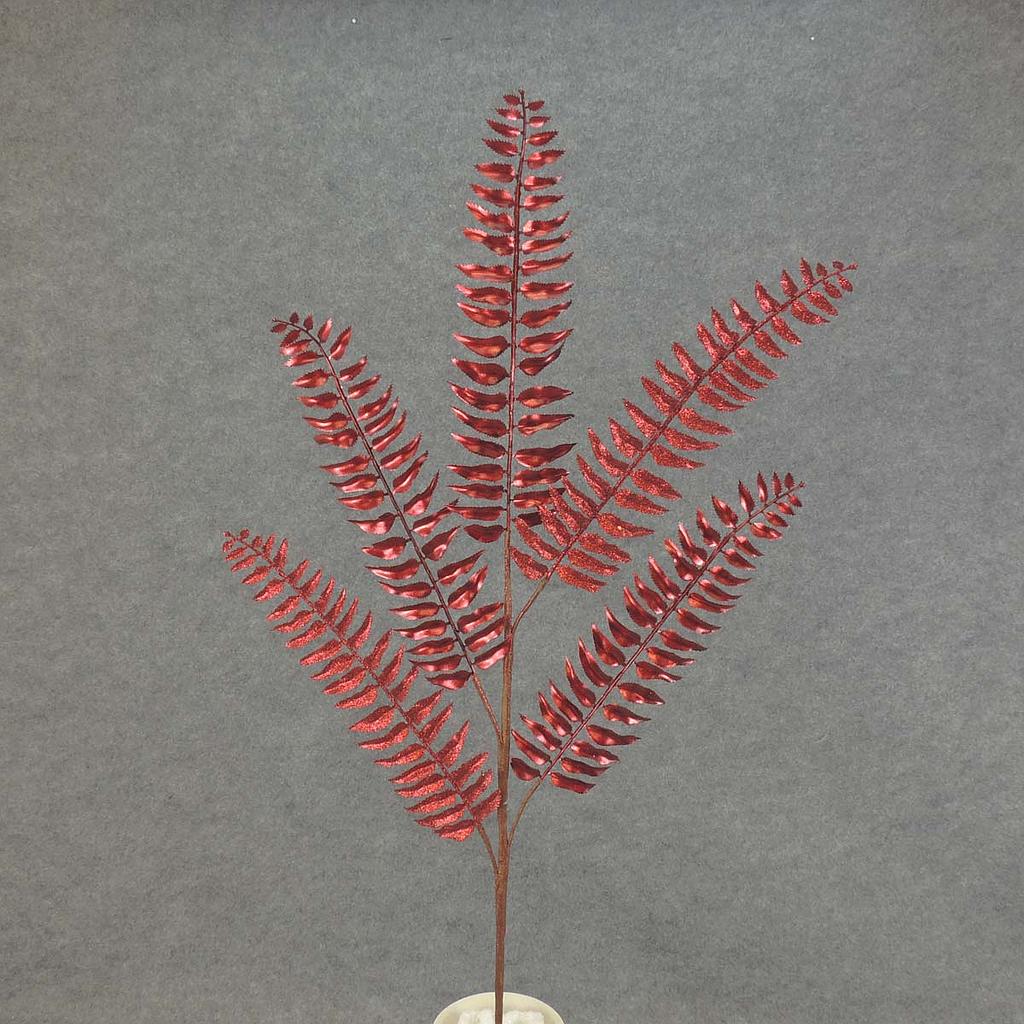 34" FERN SPRAY METAL/GLIT X5 RED