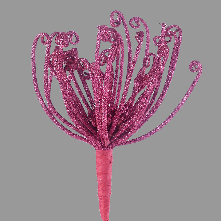 [XA54-FUS] 13" GLITTER MUM PICK FUSCHIA