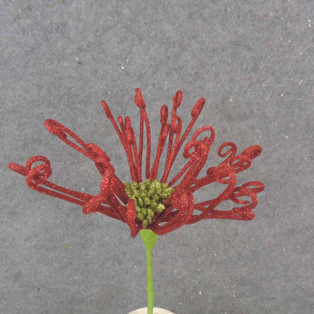 13" GLITTER MUM PICK RED/LT GRN
