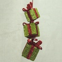 ORNAMENT GIFT PACKAGE X3 10&quot;  GREEN/RED