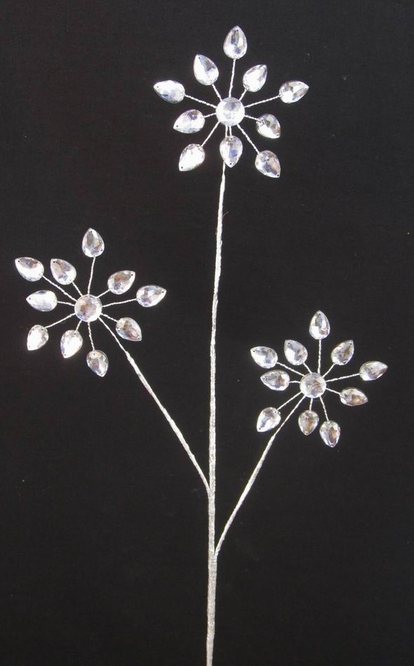 [XA338] 27" DAISY JEWEL SPRAY x3 SILVER