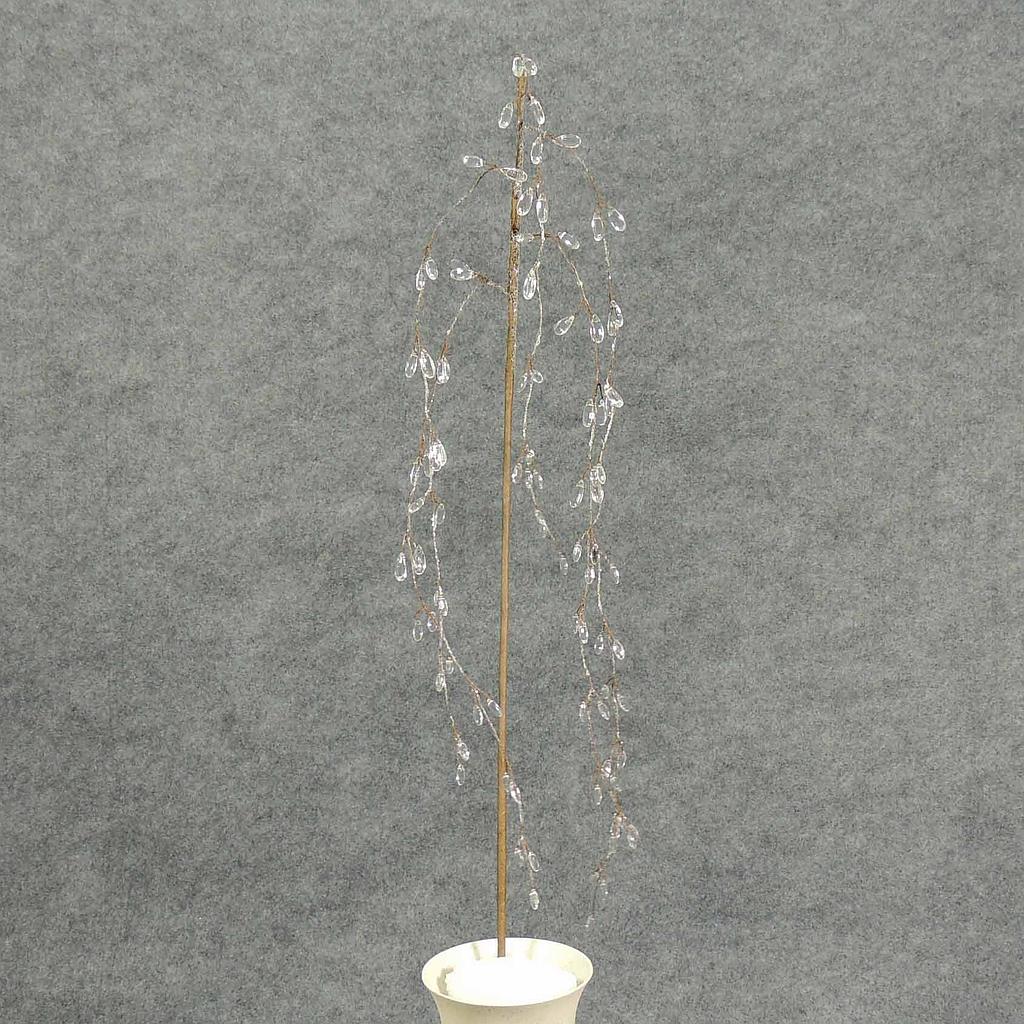 [XA4092] 40" FLOCKED HANGING ACRYLIC/BEAD TWIG SPRAY
