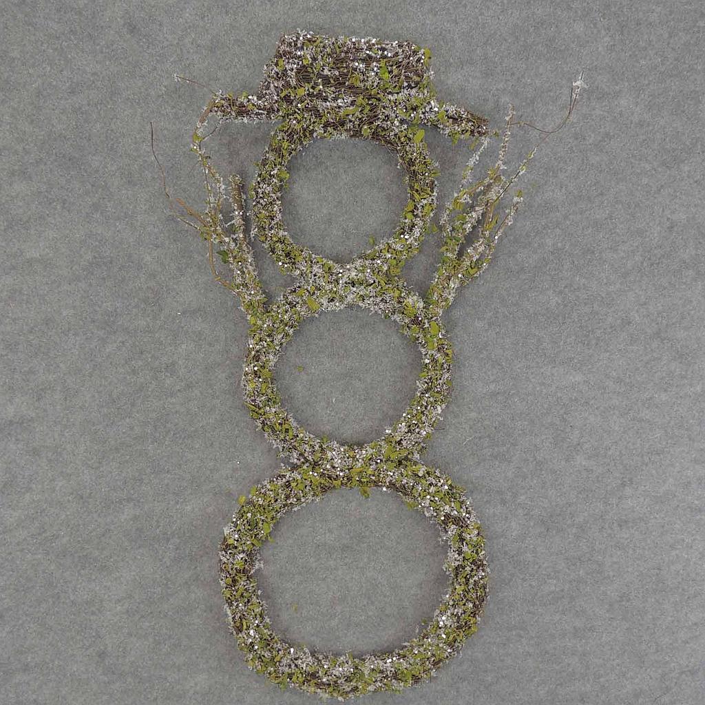 [XA6010] 30.5" SNOWMAN 30x15" TWIG W/MOSS & SNOW