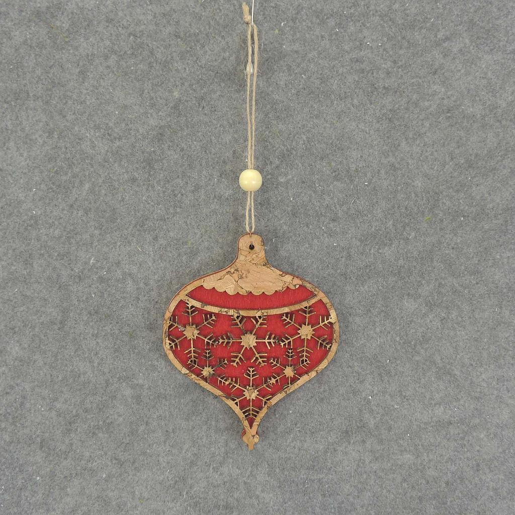 [XA7124-D] ORNAMENT FELT/CORK W/SNOWFLAKE 4.75x6"