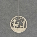 4.75" ORNAMENT WOODEN WHITE DOE&FAWN