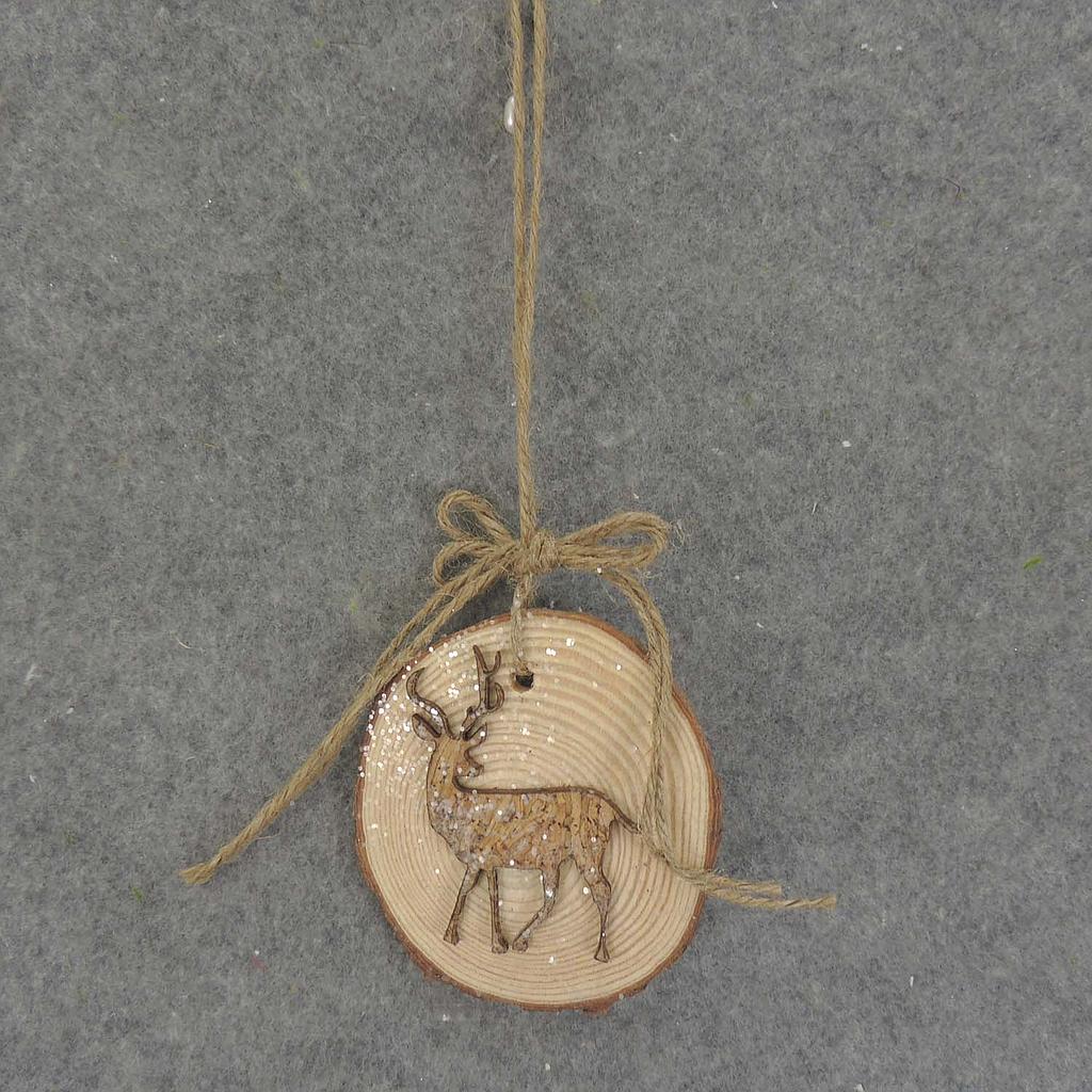 ORNAMENT TREE COOKIE 3.25x3" BUCK/CORK