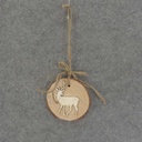 ORNAMENT TREE COOKIE 3.25x3" BUCK/WHITE WOOD