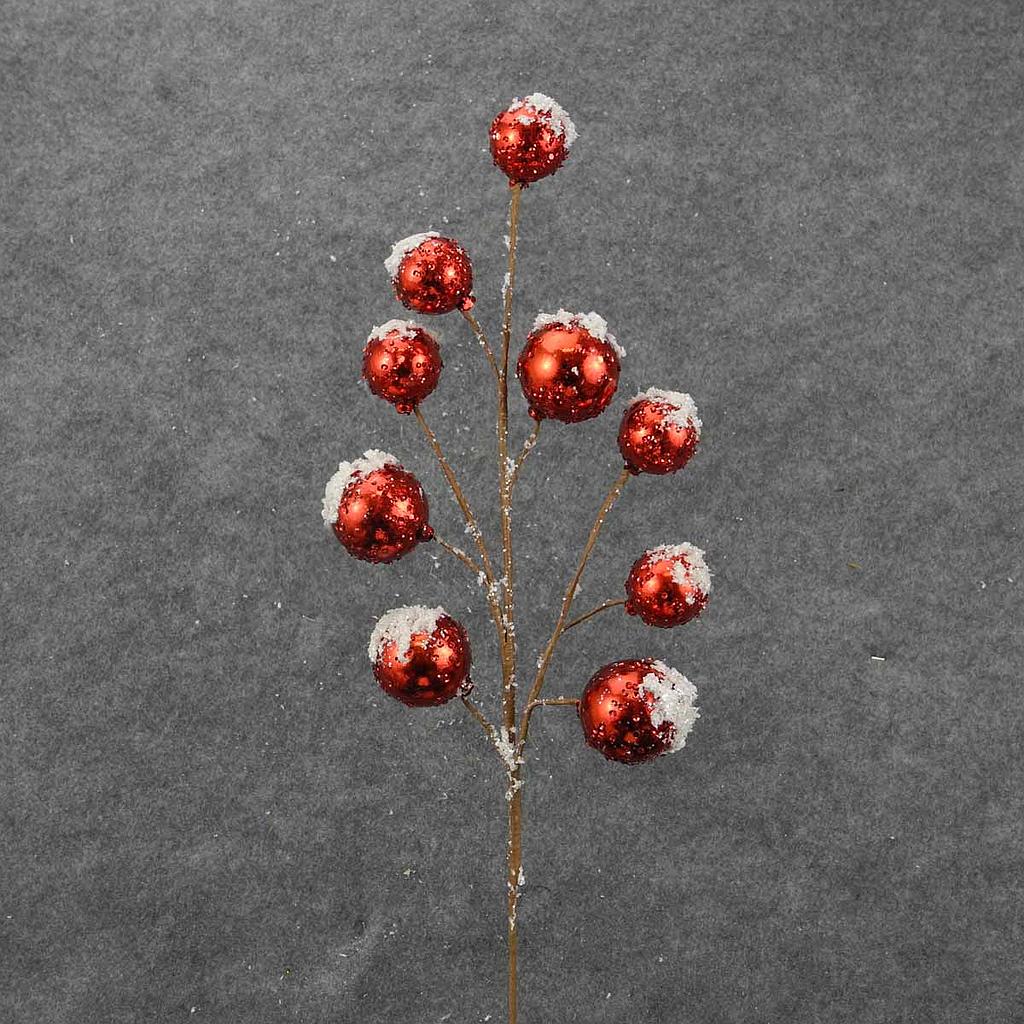 26" ORNAMENT SPRAY X9 RED W/SNOW&ICE