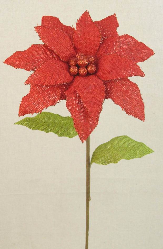 [XA320-RED] 28" POINSETTIA BURLAP RED