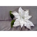 44" POINSETTIA VELVET W/GLITTER WHITE