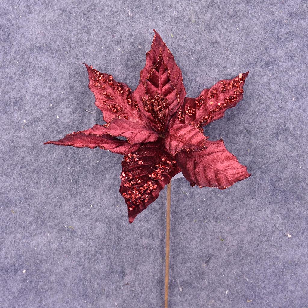 [XA6012-BUR] 12" POINSETTIA PICK 10" dia BLM BURGUNDY