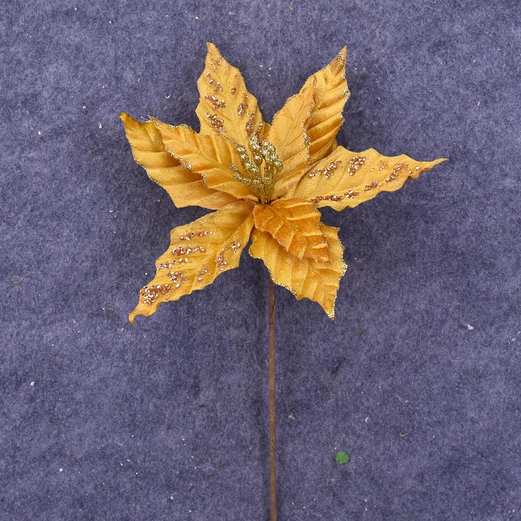 [XA6012-GLD] 12" POINSETTIA PICK 10" dia BLM GOLD