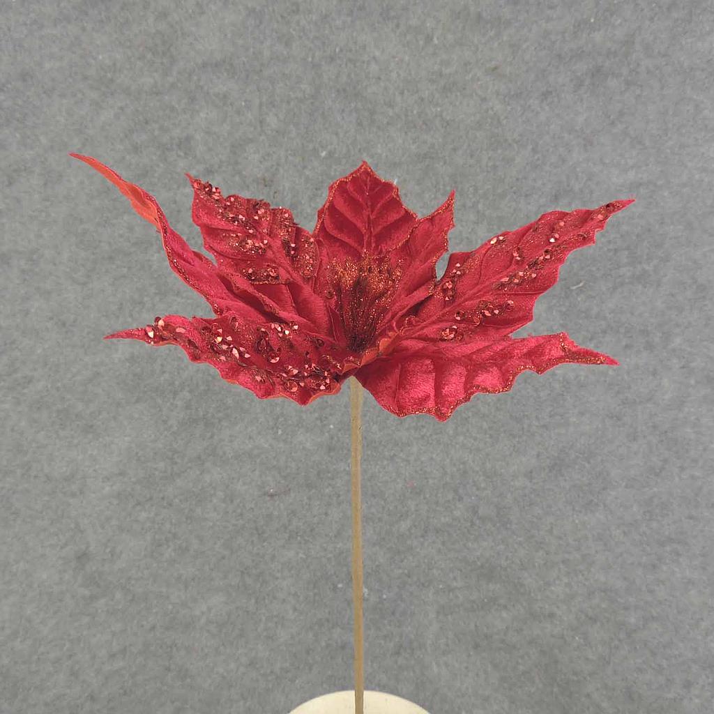 [XA6012-RED] 12" POINSETTIA PICK 10" dia BLM RED