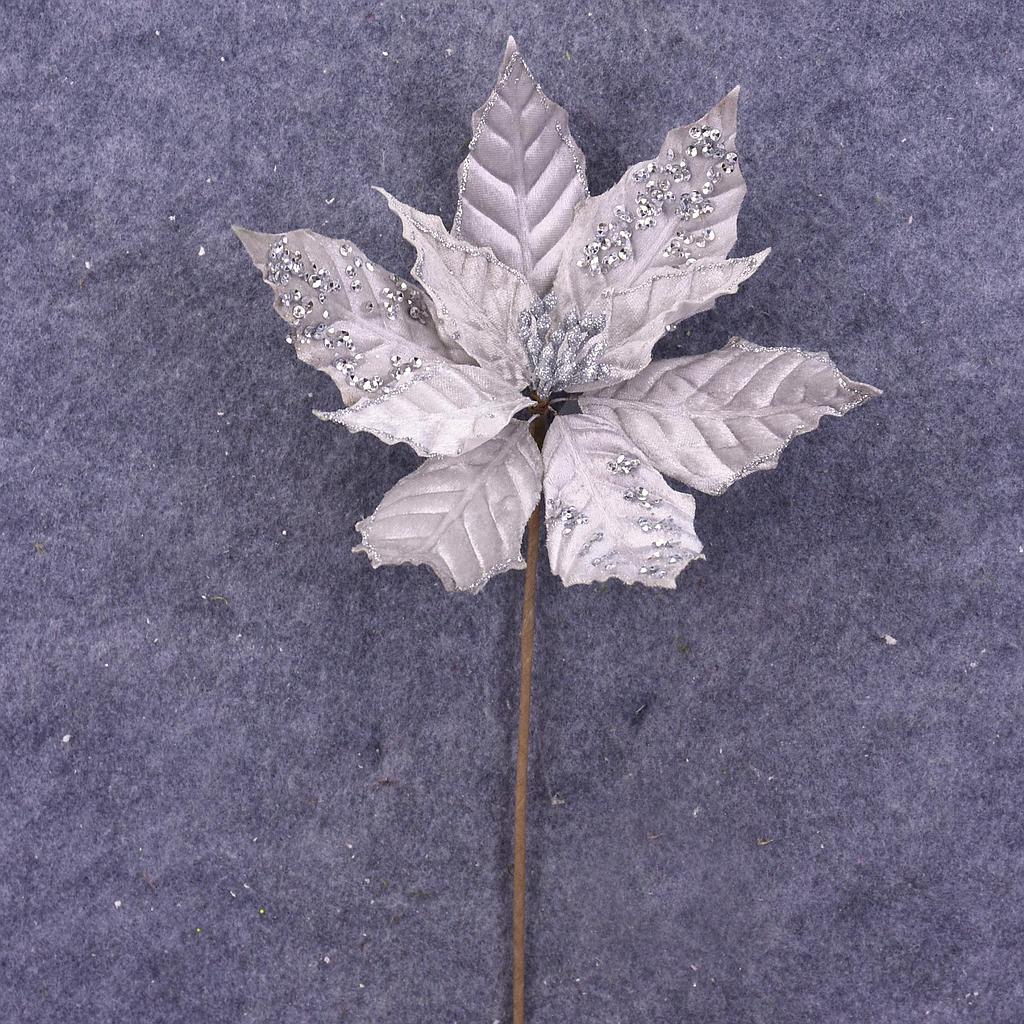 [XA6012-SIL] 12" POINSETTIA PICK 10" dia BLM SILVER