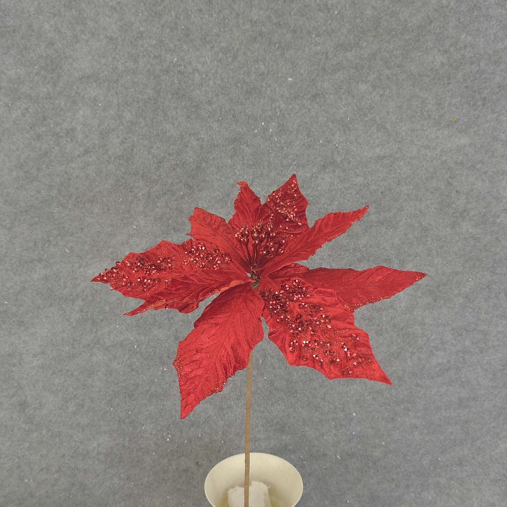 [XA7024-RED] 13" POINSETTIA PICK VELVET RED