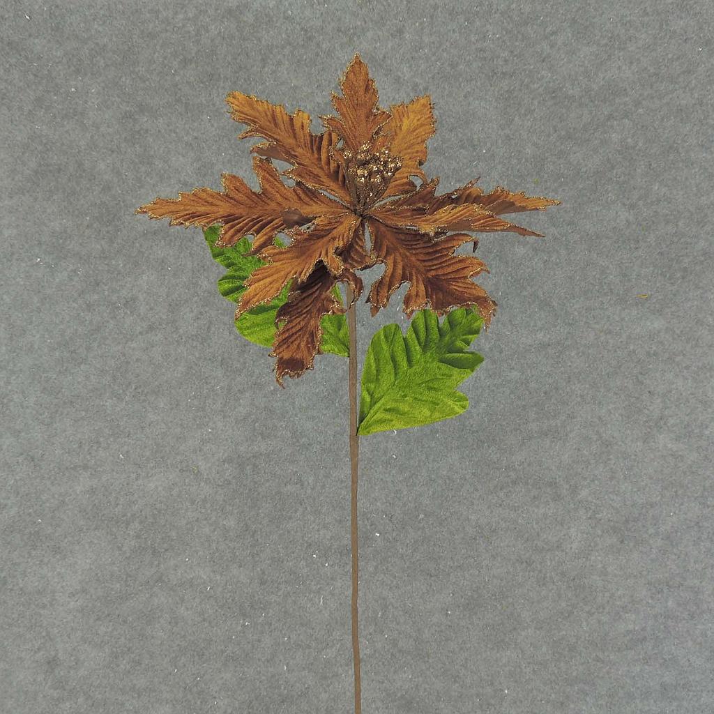 POINSETTIA PICK 24" VELV/GLIT  CHOCOLATE