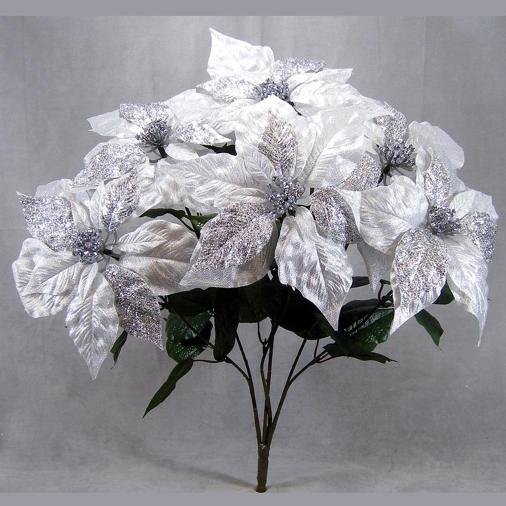 [XB325-SIL] POINSETTIA SHINE LAME BUSH X6  SILVER