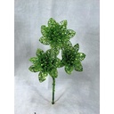 POINSETTIA PICK X3 GLITTER 12" (6/BG)   GREEN