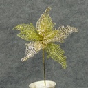 14" POINSETTIA GLITTER PICK GOLD/GREEN