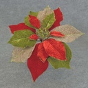 POINSETTIA BURLAP/VELVET PICK 10"dia RED/GRN
